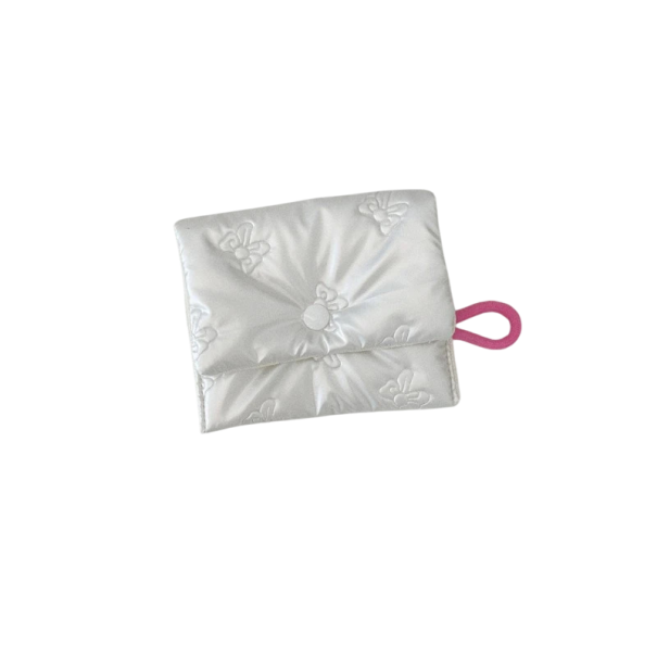 Dámská peněženka s motivem mašličky 13 x 11,5 cm PU materiál Peněženka na mince Kosmetická taška Stylový organizér se zapínáním na cvoček Elegantní pouzdro bílá