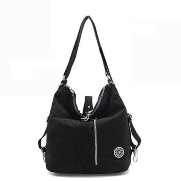 Dámska plátená kabelka a batoh 2v1 29 x 32 x 18 cm Taška cez rameno s kapsou na zips vpredu Kovové karabíny Plátno a polyester čierna