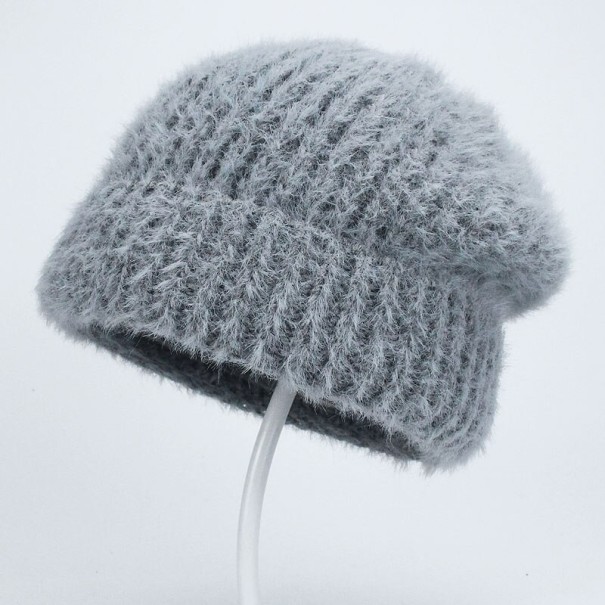 Dámská pletená čepice beanie šedá