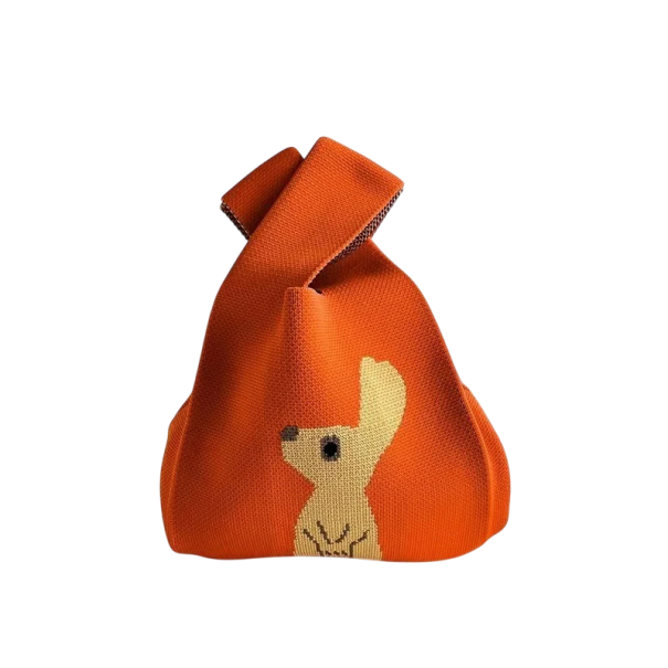 Dámská pletená kabelka s podšívkou 20x35 cm polyester bavlna kabelka do ruky na každodenní nošení a přenášení věcí oranžová