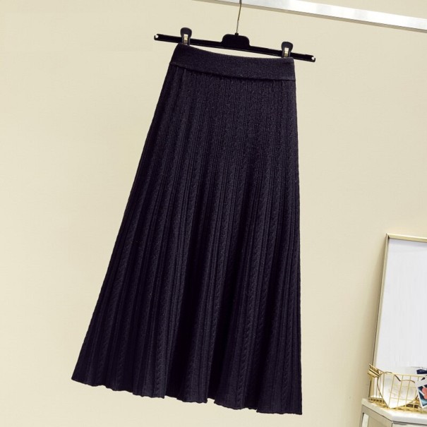 Dámska pletená midi sukňa A1600 čierna
