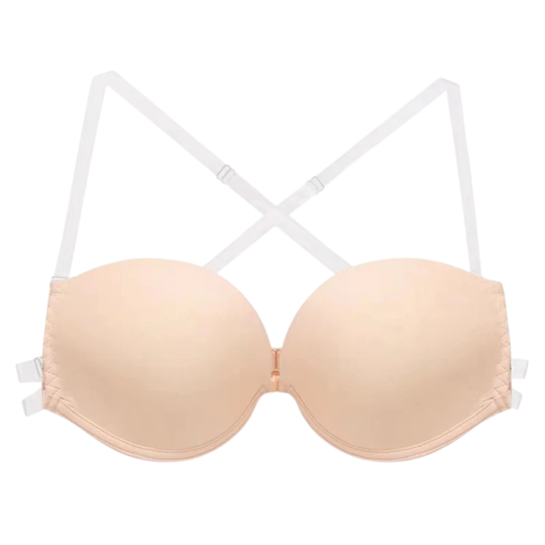 Dámská podprsenka s kříženými ramínky a zadním zapínáním elastan polyester pro každodenní nošení i pod přiléhavé oblečení béžova L