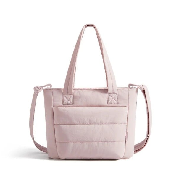 Dámská polstrovaná taška přes rameno crossbody kabelka 31 x 25 x 12 cm 9,3 l polyester s pouzdrem na notebook 13,1 palce do školy i práce světle růžová