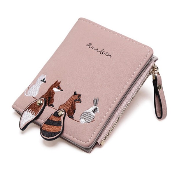 Dámska praktická peňaženka so zvieratami J2343 ružová