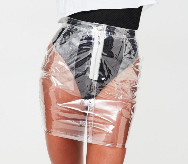 Dámska priehľadná mini sukňa XL
