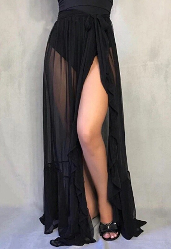 Dámska priesvitná sukňa P354 čierna