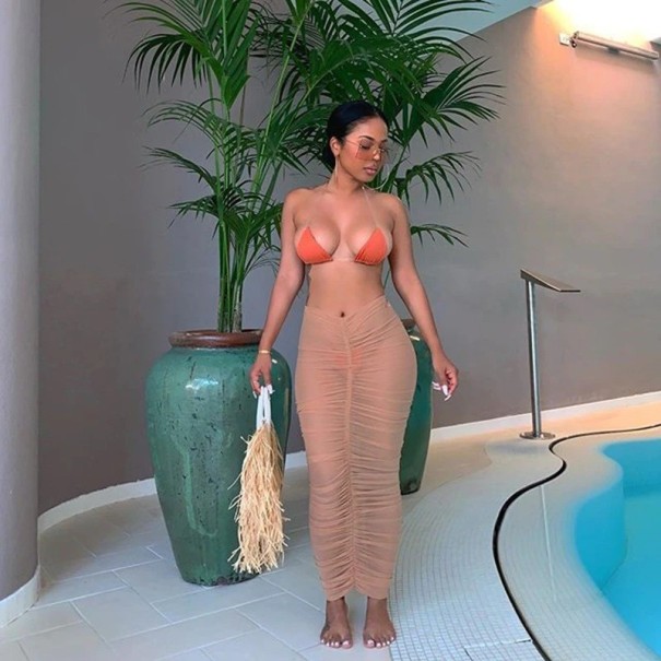 Dámska priesvitná sukňa P444 béžová L