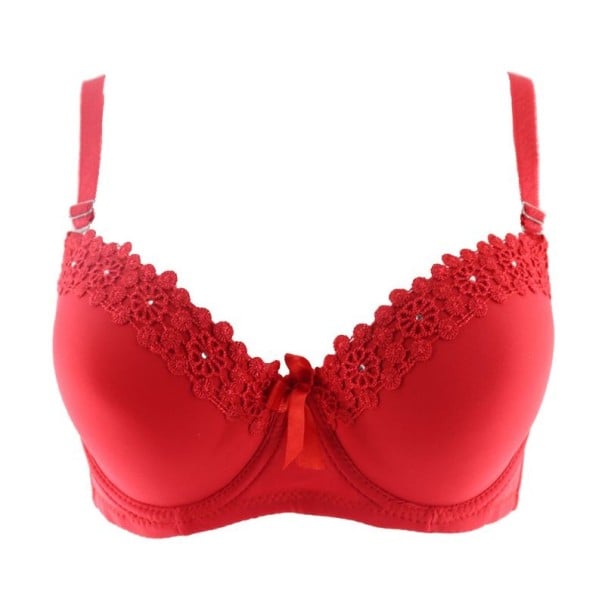 Dámská Push-up podprsenka s květinami červená 85A
