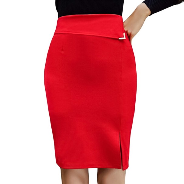 Dámska puzdrová sukňa s rázporkom G110 červená XXL