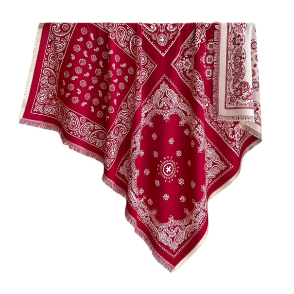 Dámská šála 130 x 130 cm Polyesterová čtvercová šálka s třapatými kraji Elegantní jemný motiv Hřejivý módní doplněk pro podzim a zimu červená