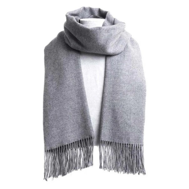 Dámská šála 174 x 33 cm Jednobarevná kašmírová a polyesterová šála s třapatými konci Hřejivý měkký elegantní zimní doplněk Stylová pohodlná šála pro každodenní nošení světle šedá