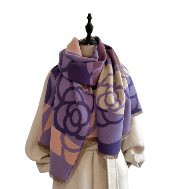 Dámská šála 185 x 65 cm Polyesterová šála s jednoduchým vzorem Lehký elegantní módní doplněk Stylová pohodlná šála pro každodenní nošení v každém ročním období fialová