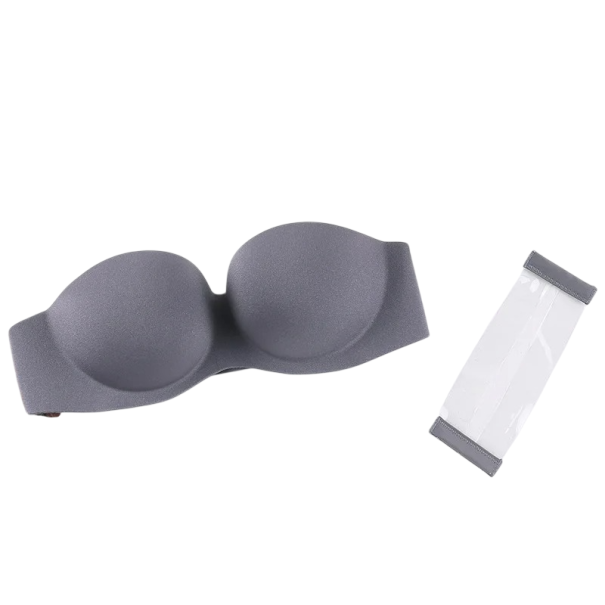 Dámska samodržacia podprsenka bez ramienok hladký dizajn polyester elastan nylon bezešvé prevedenie pre šaty a topy sivá 85B