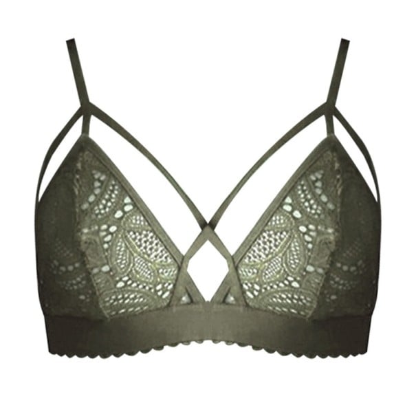 Dámská sexy krajková podprsenka armádní zelená L
