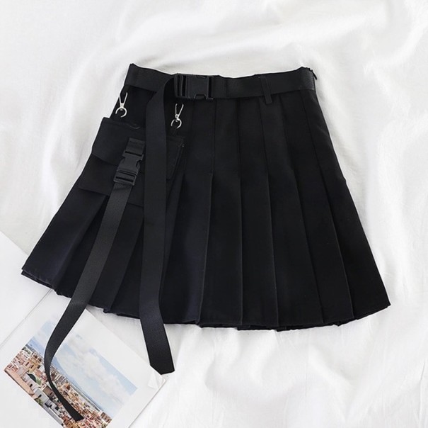 Dámska skladaná mini sukňa s vreckom čierna M