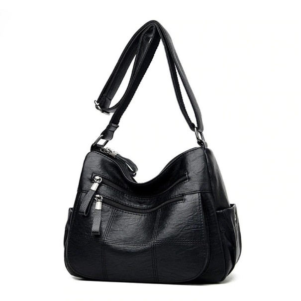 Damska skórzana torebka crossbody M711 czarny