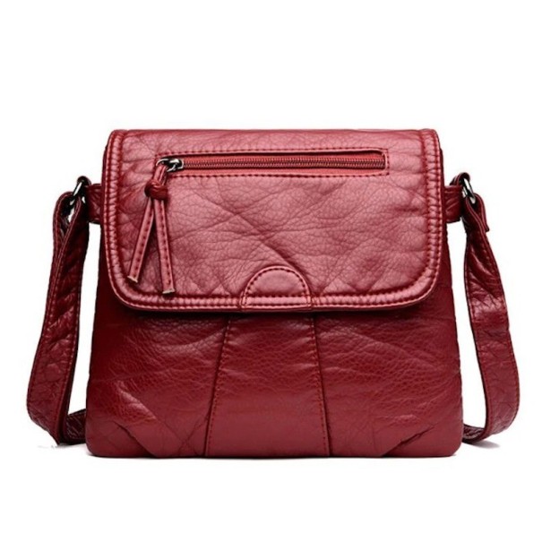 Damska skórzana torebka crossbody M876 wino