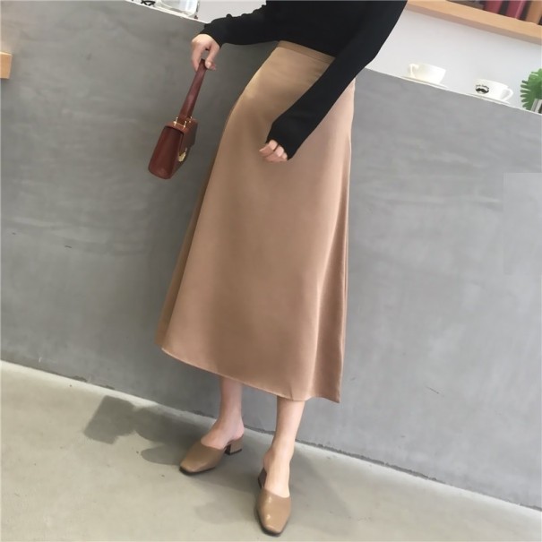 Dámská společenská sukně s vysokým pasem světle hnědá XL