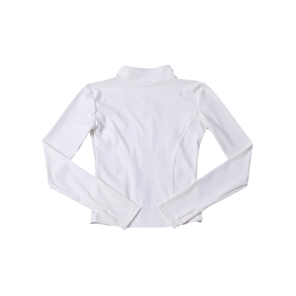 Dámska športová bunda so stojačikom Slim-fit strih Rýchloschnúci materiál Priedušné funkčné prevedenie Ľahká bunda na tréning biela XL