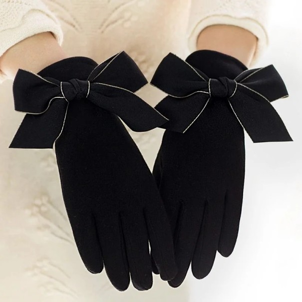 Damska stickade touchhandskar med rosett universell storlek Elegantiska vinterhandskar av polyester och elastan för kvinnor 6