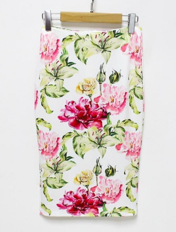 Dámská stylová sukně s květinami J501 S 11