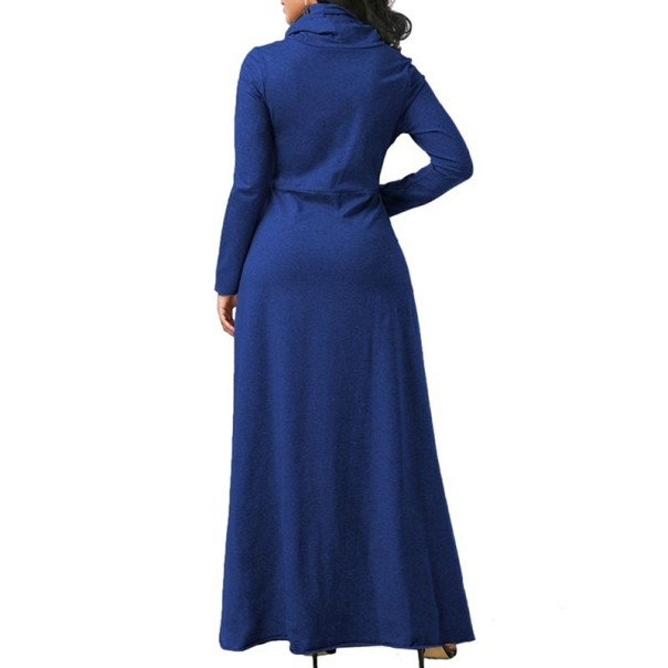 Damska sukienka maxi z golfem niebieski L