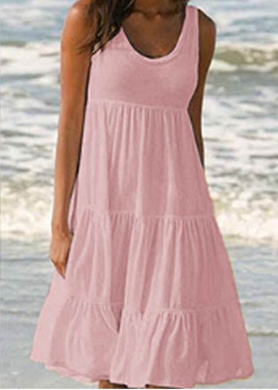 Damska sukienka plażowa P943 różowy M
