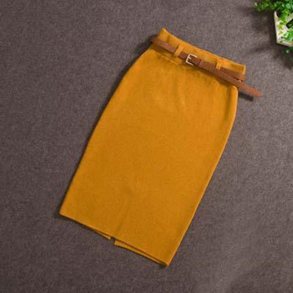 Dámska sukňa s opaskom A1163 žltá