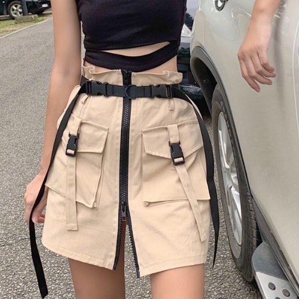 Dámska sukňa s opaskom khaki XS