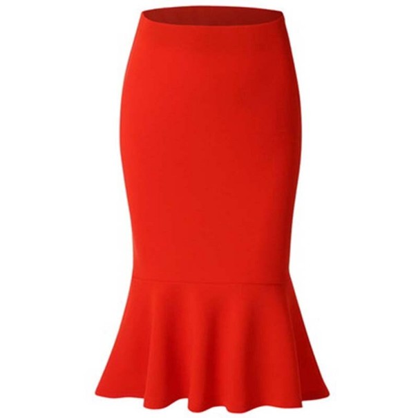 Dámská sukně s vysokým pasem a volánem červená S