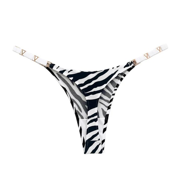 Dámská tanga se zlatými detaily a zebřím vzorem hladké sexy spodní prádlo s minimálním zadním dílem na každodenní nošení S