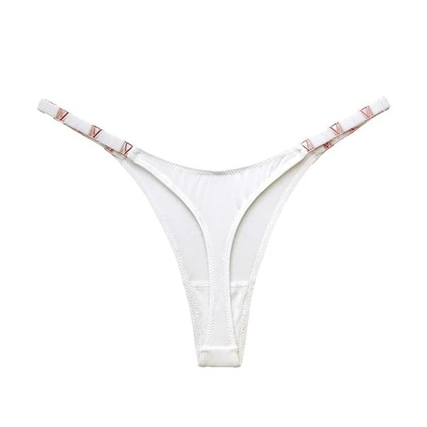 Dámská tanga se zlatými detaily hladké sexy spodní prádlo s minimálním zadním dílem na každodenní nošení bílá S