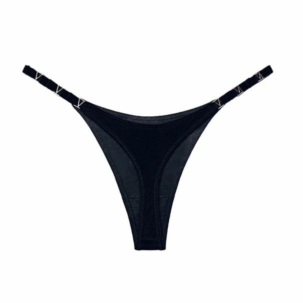 Dámská tanga se zlatými detaily hladké sexy spodní prádlo s minimálním zadním dílem na každodenní nošení černá S