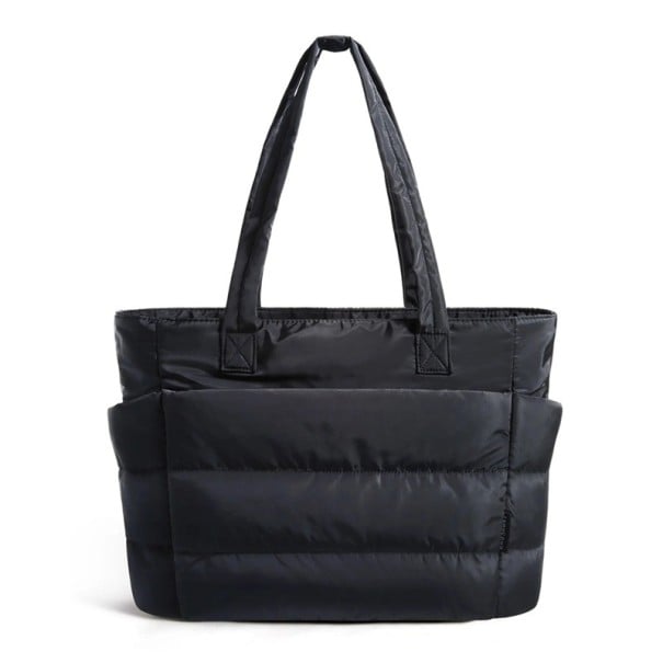 Dámská taška přes rameno s velkou kapacitou 20 l a kapsou na notebook 15,6" prošívaný design 41,5 x 15,1 x 30,5 cm na dojíždění i do školy černá