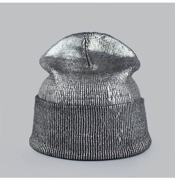 Dámská třpytivá čepice J1681 stříbrná