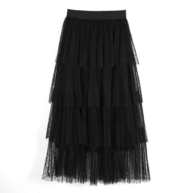 Dámska tylová sukňa s bodkami čierna L