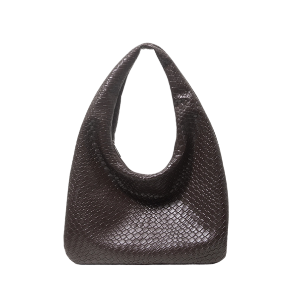 Dámská vintage taška 36 x 2 x 23 cm Umělá tkaná kůže a polyester Retro vzhled Plochá elegantní taška na rameno hnědá