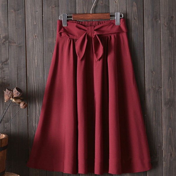 Dámska voľná sukňa s mašľou červená