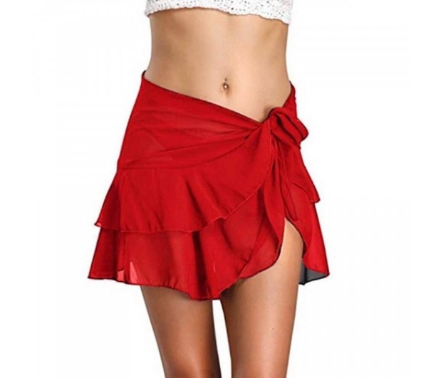 Dámská zavinovací mini sukně červená