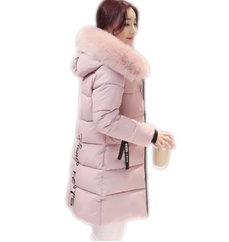 Dámská zimní bunda s výrazným límcem J3006 růžová M