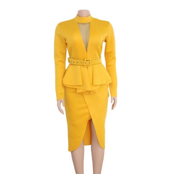 Damska żółta asymetryczna sukienka L