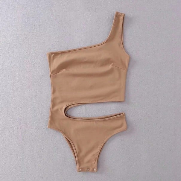 Dámské asymetrické body B714 světle hnědá M