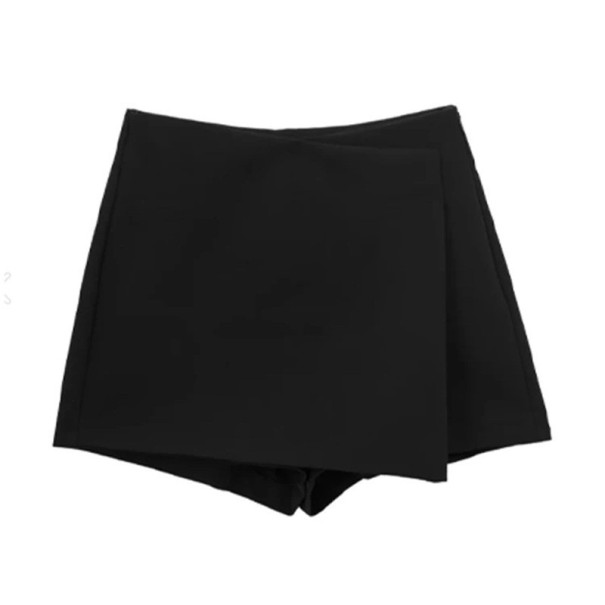 Dámské asymetrické vintage kraťasy s vysokým pasem a bočním zipem Elegantní krátké šortky retro střihu na léto i volný čas černá M