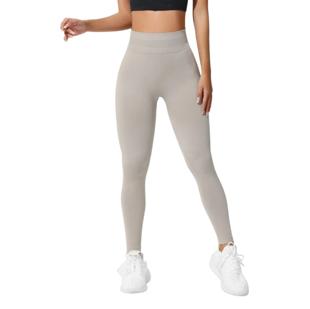 Dámské bezešvé legíny na jógu s vysokým pasem Vysoce elastické sportovní kalhoty Prodyšné legíny s push-up efektem zadečku béžova XS