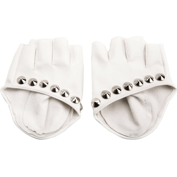 Dámske bezprsté rukavice s cvoky biela