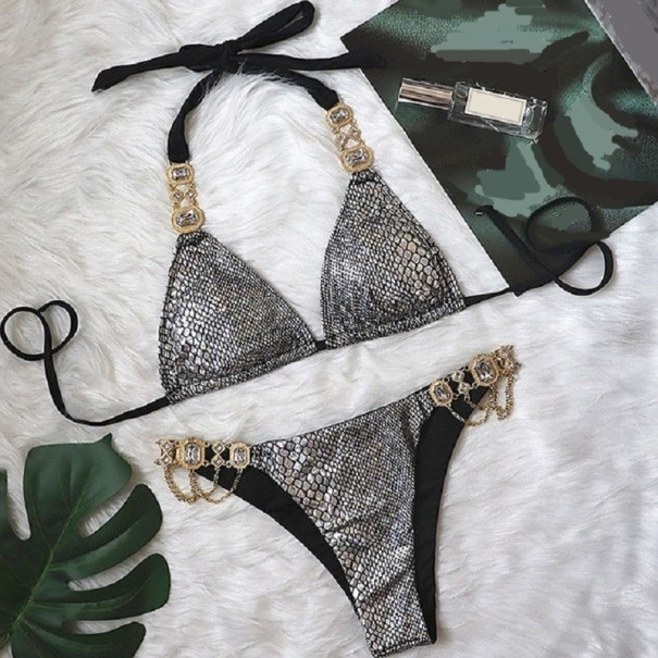Dámské bikiny P298 stříbrná M