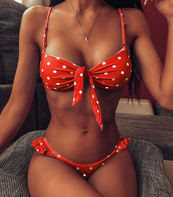 Dámské bikiny P405 světle červená L