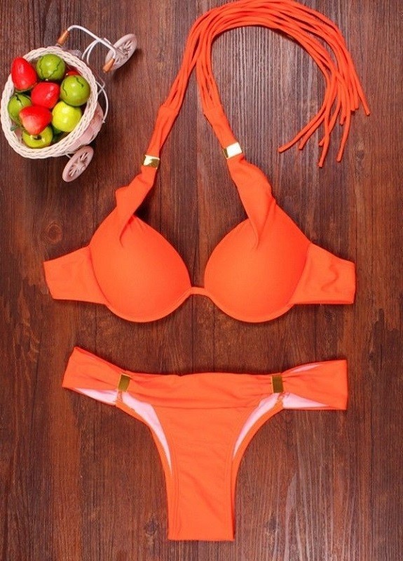 Dámské bikiny P578 oranžová XS