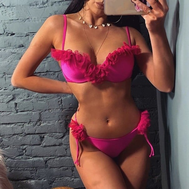 Dámské bikiny P828 tmavě růžová S