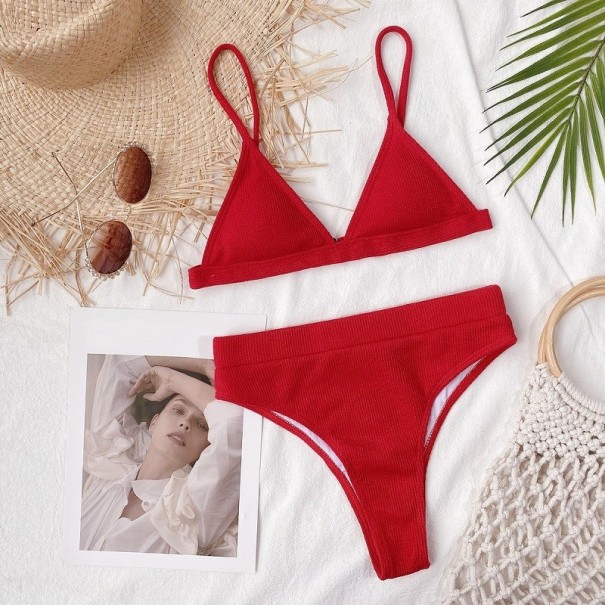Dámske bikiny s vysokým pásom P265 červená M